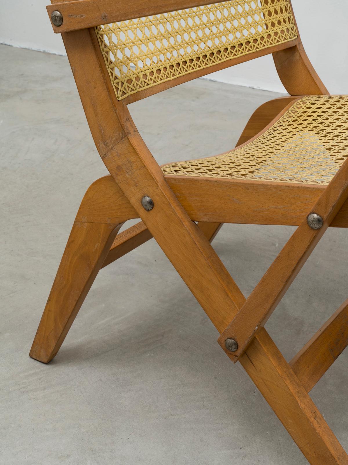 Synthetic Niko Kralj Pair of Protoype Mod. 100 Mid-Century Bentwood and Straw Armchairs