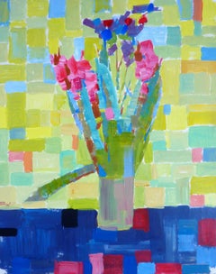 A Vase With Flowers - 21st Century Contemporary Fauvist Floral Oil Painting