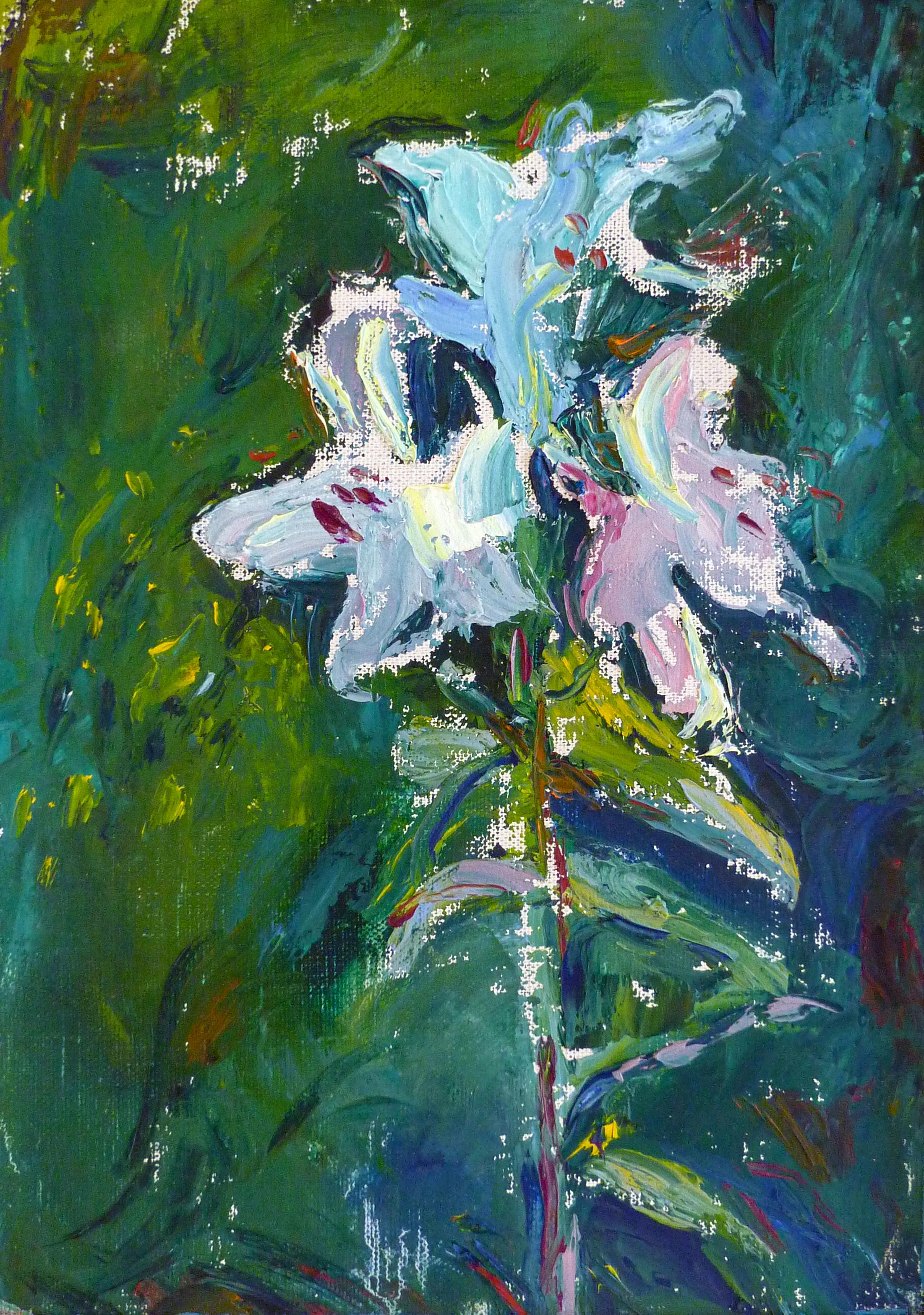 Nikol Klampert Still-Life Painting - Flower Composition No.1 - 21st Century Contemporary Pointillism Oil Painting