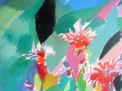 Green and Black Harmony - 21st Century Contemporary Fauvist Flower Oil Painting