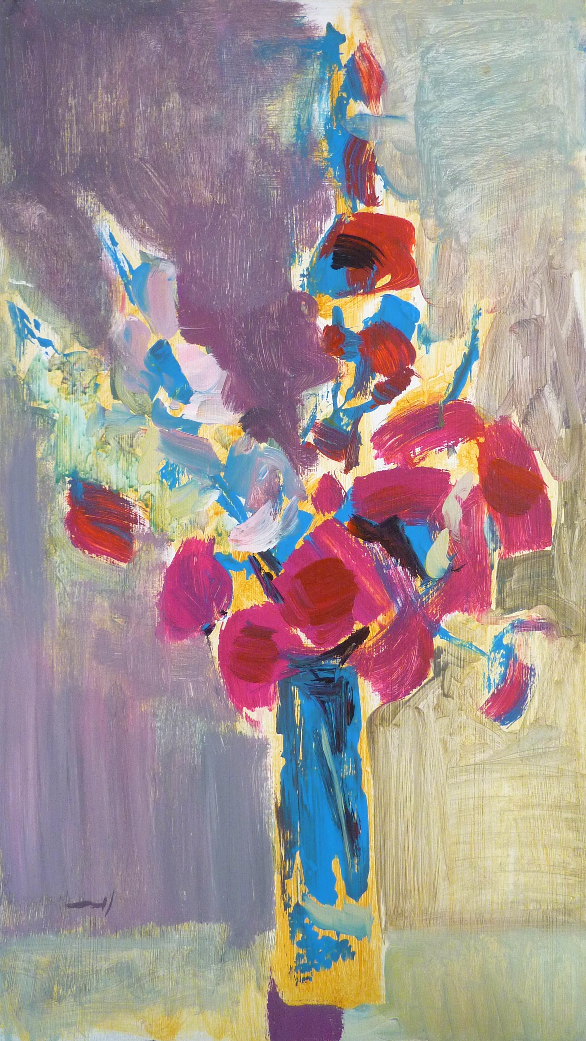 Purple Vase With Flowers - 21st Century Contemporary Fauvist Oil Painting