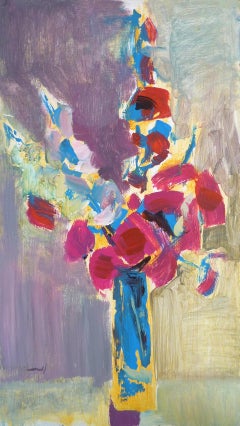 Purple Vase With Flowers - 21st Century Contemporary Fauvist Oil Painting