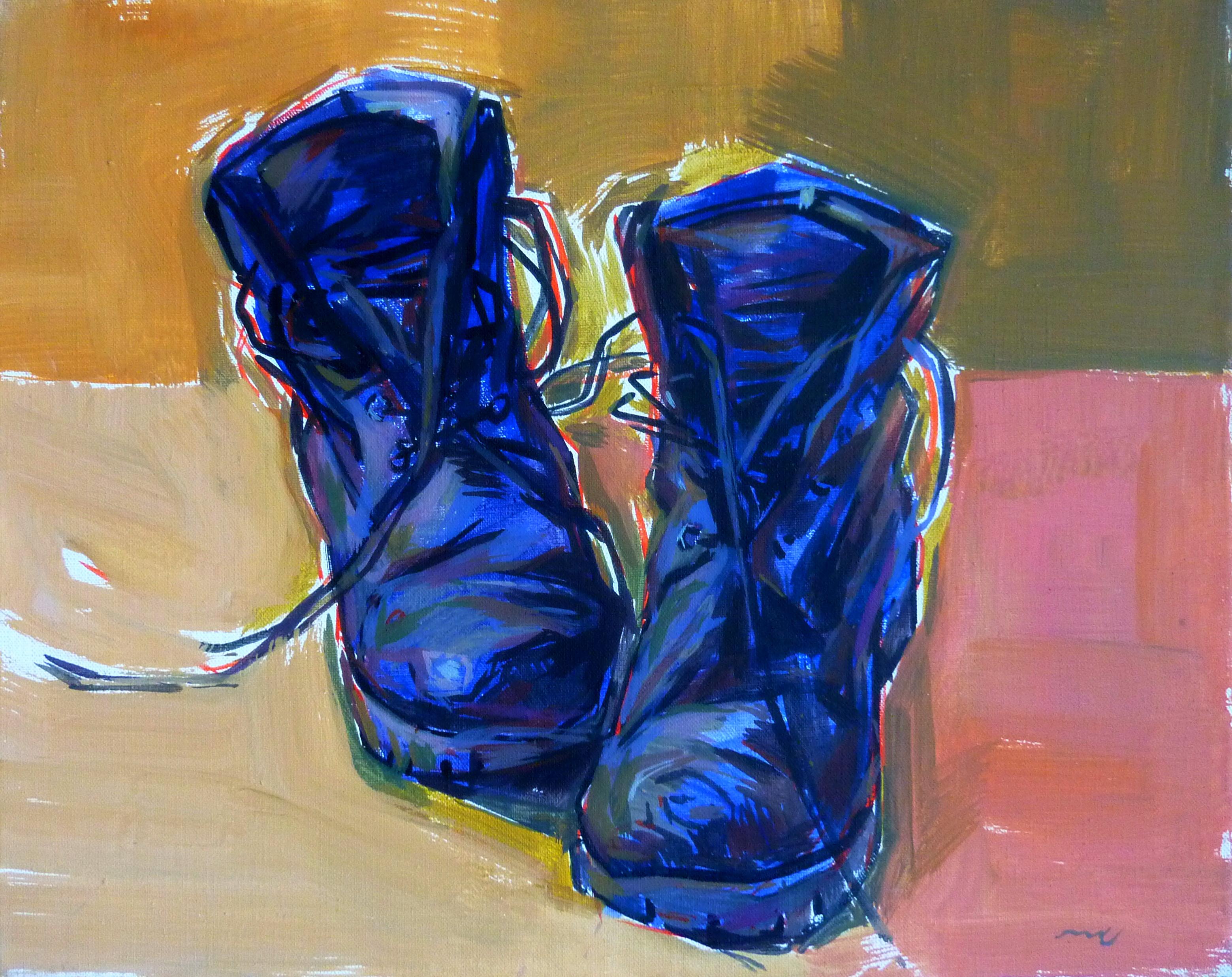Nikol Klampert Still-Life Painting - Vincent's Shoes - 21st Century Contemporary Expressionist Acrylic Painting