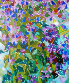 Violet Harmony - 21st Century Contemporary Bright Cubism Nature Oil Painting