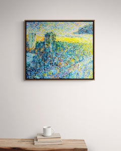 Window View - 21st Century Contemporary Pointillism Urban Oil Painting