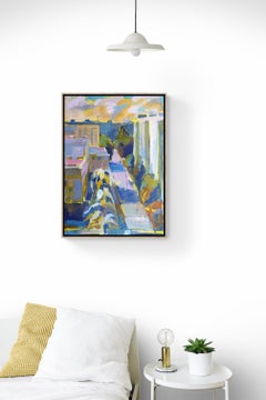 Window View No.2 - 21st Century Contemporary Urban Cubism Oil Painting