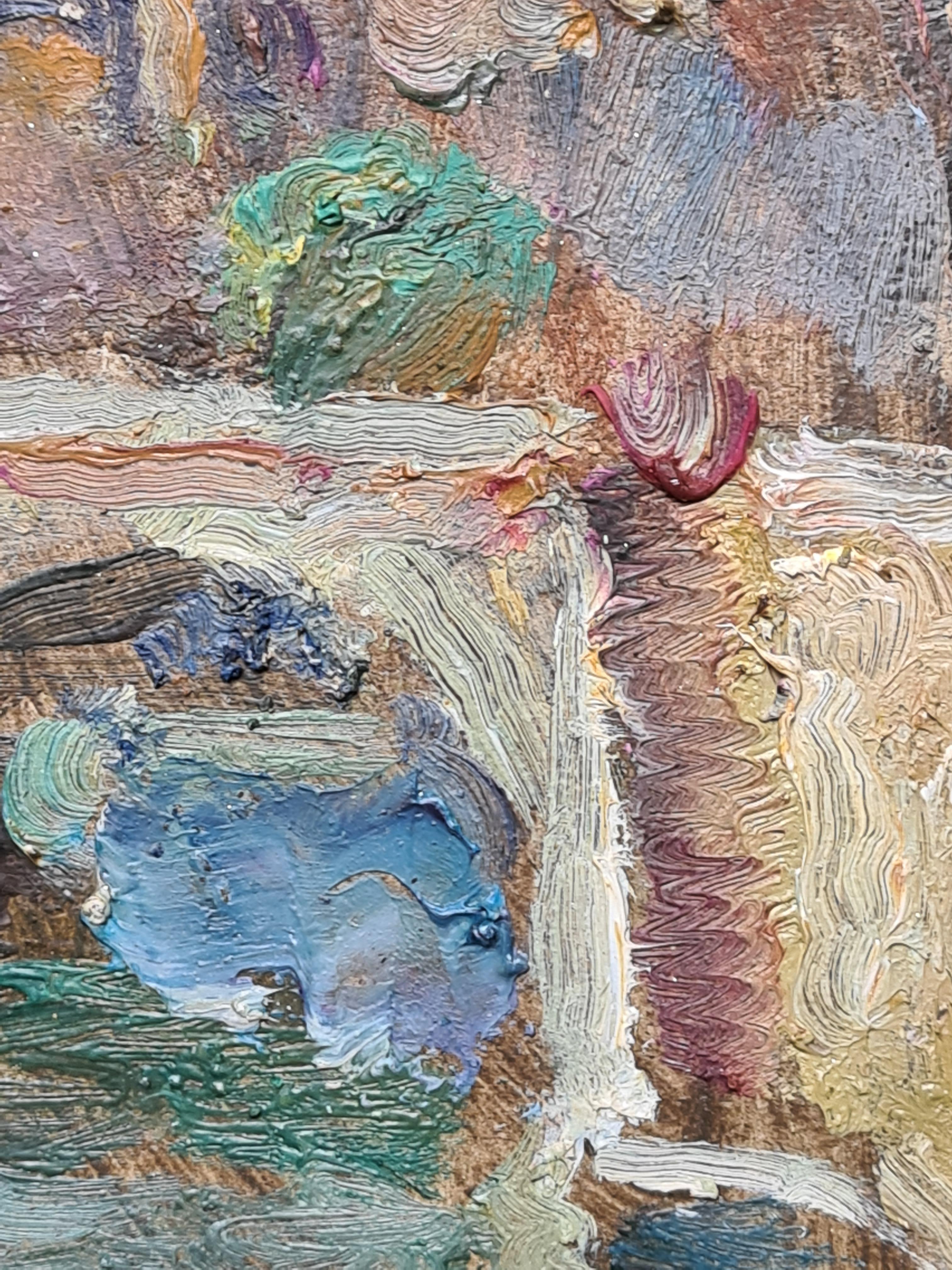 Impressionistisches Ölgemälde der Pont St. Michael und des Flusses Seine in Paris, Paris im Angebot 5