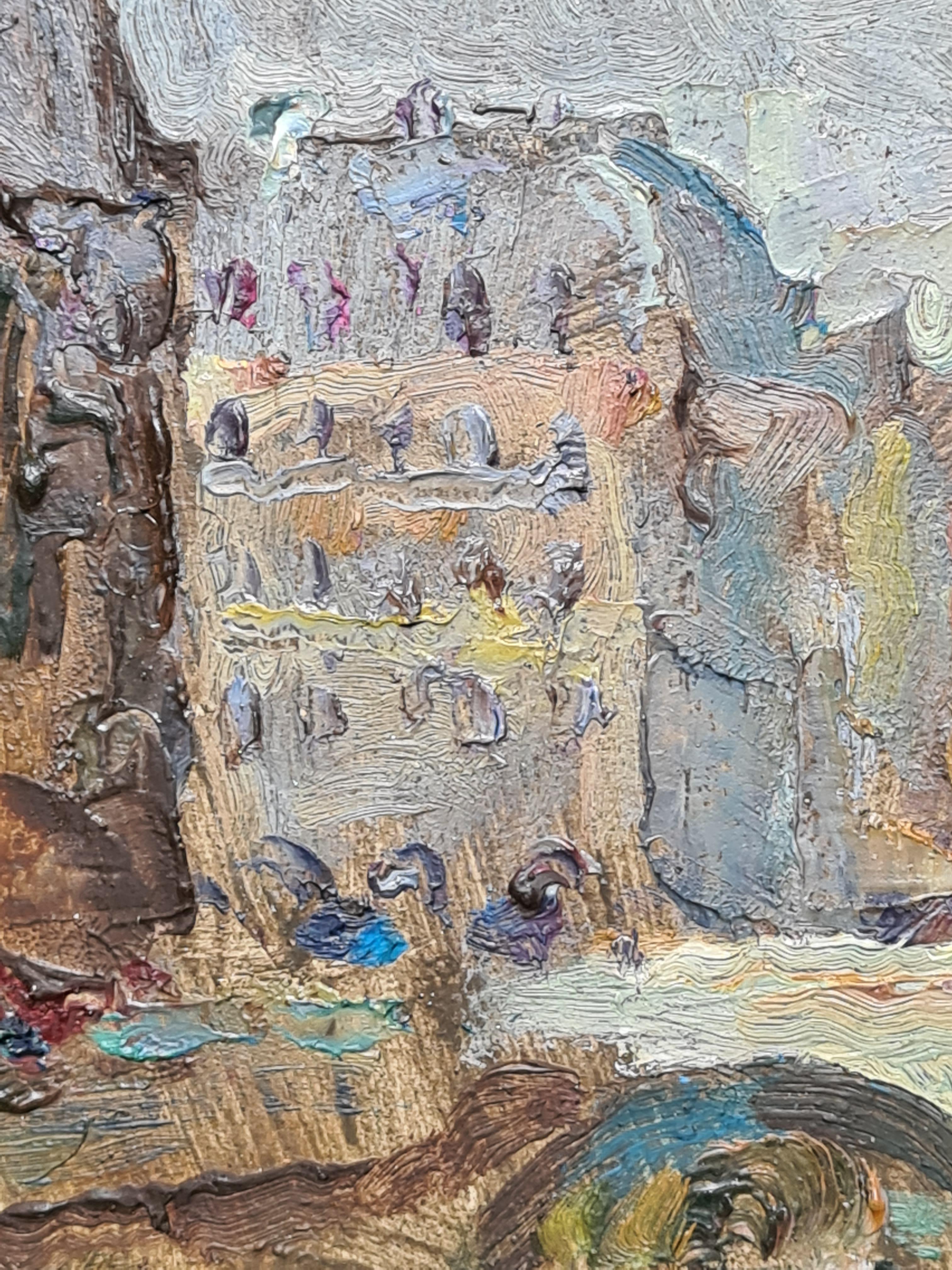 Impressionistisches Ölgemälde der Pont St. Michael und des Flusses Seine in Paris, Paris im Angebot 4
