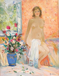 Nikolai Baskakov - 1960, Huile sur toile, « Nu dans un intérieur »