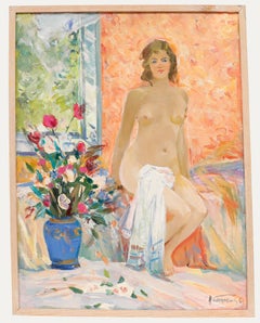 Nikolai Baskakov - 1960, Huile sur toile, « Nu dans un intérieur »