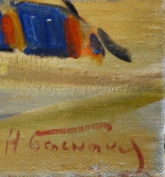 "Woman with a little owl on a boat" cm. 61 x 90  1970 Oil