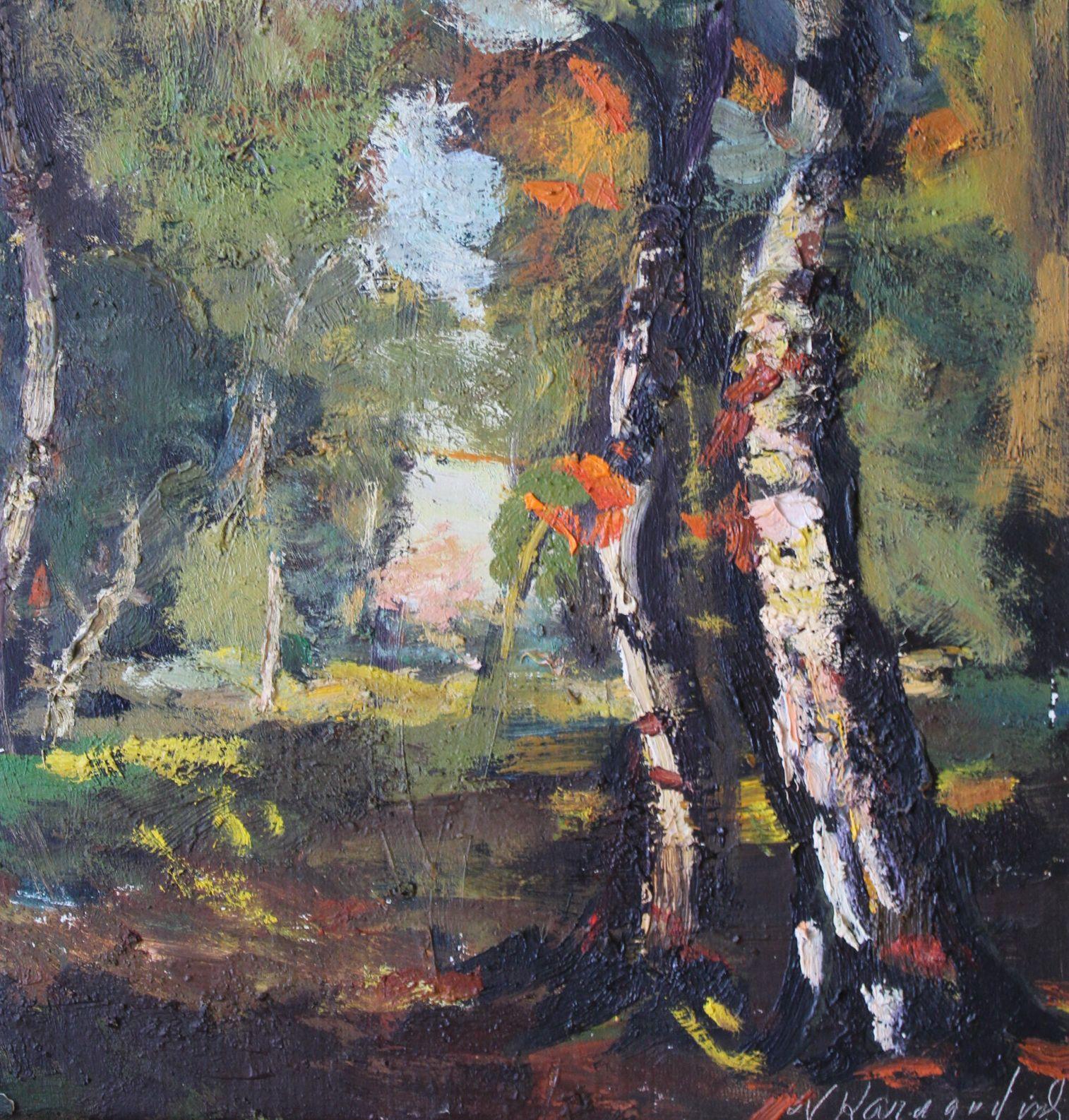 Herbstlandschaft, Karton/Öl, 50,5x35,5 cm (Impressionismus), Painting, von Nikolai Karagodin