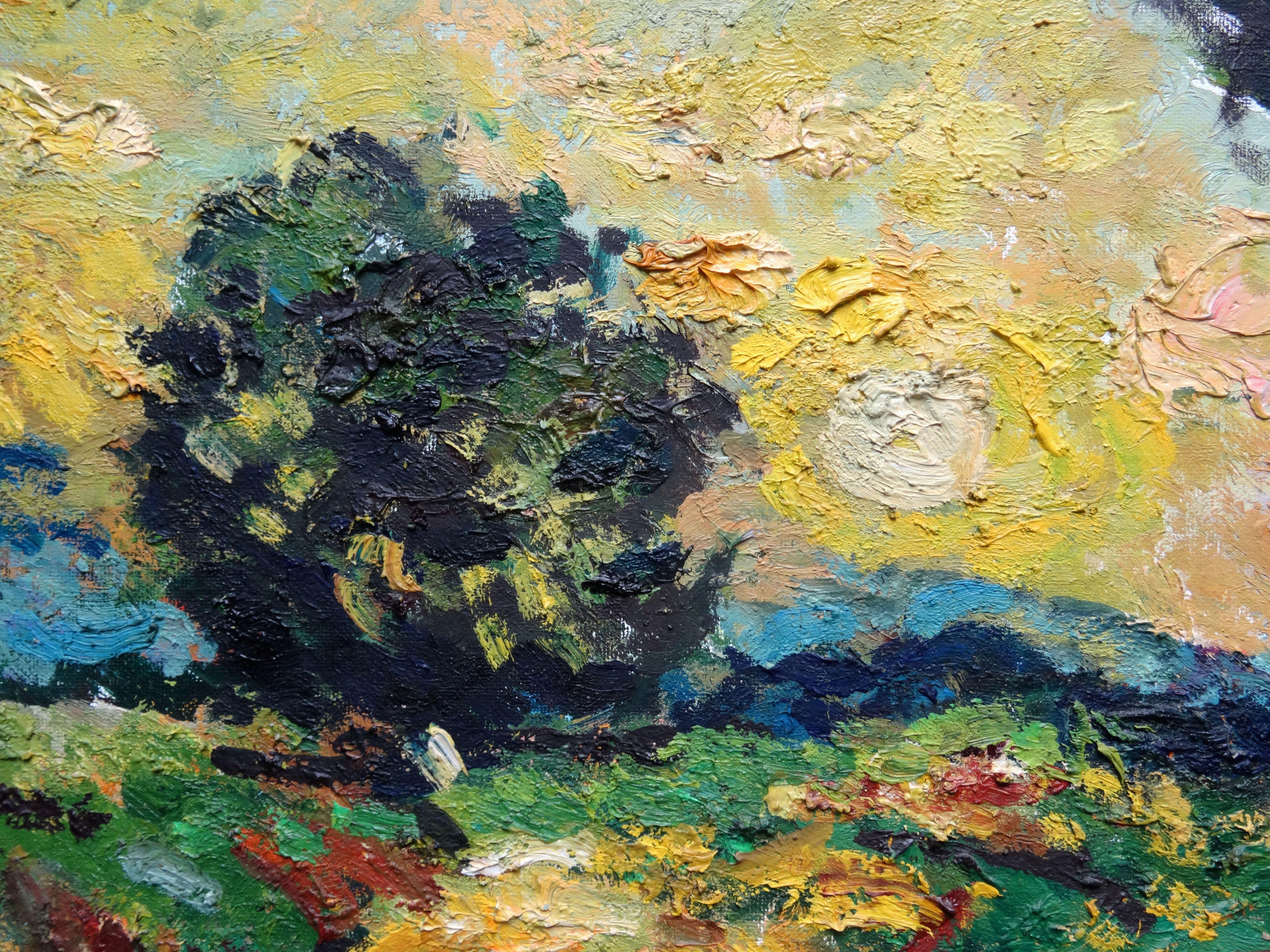 Mattina di primavera. Olio su cartone e tela, 46x55 cm - Animal Painting Grigio di Nikolai Karagodin