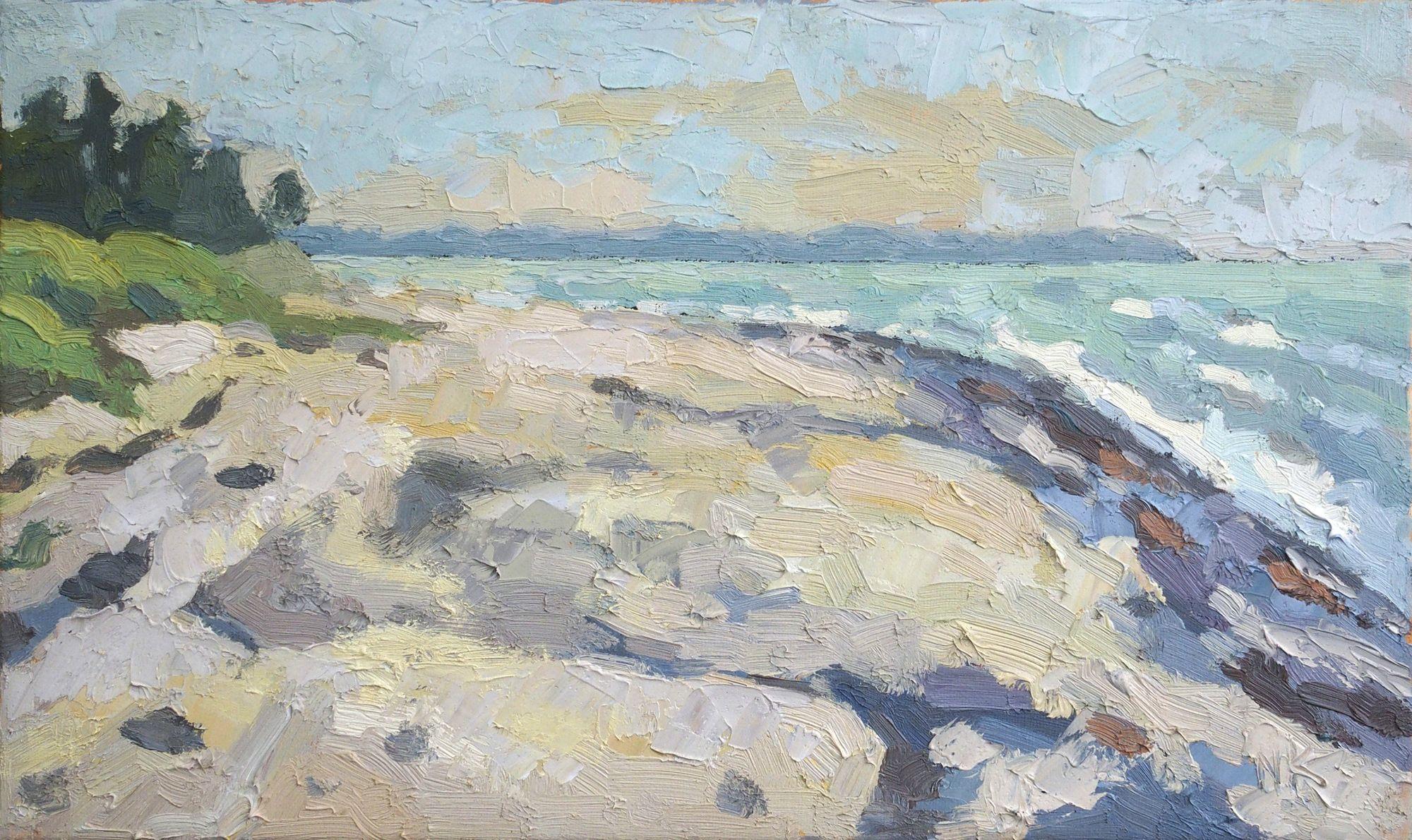 Spiaggia del Baltico, Pittura, Olio su tela - Painting di Nikolai Kraneis