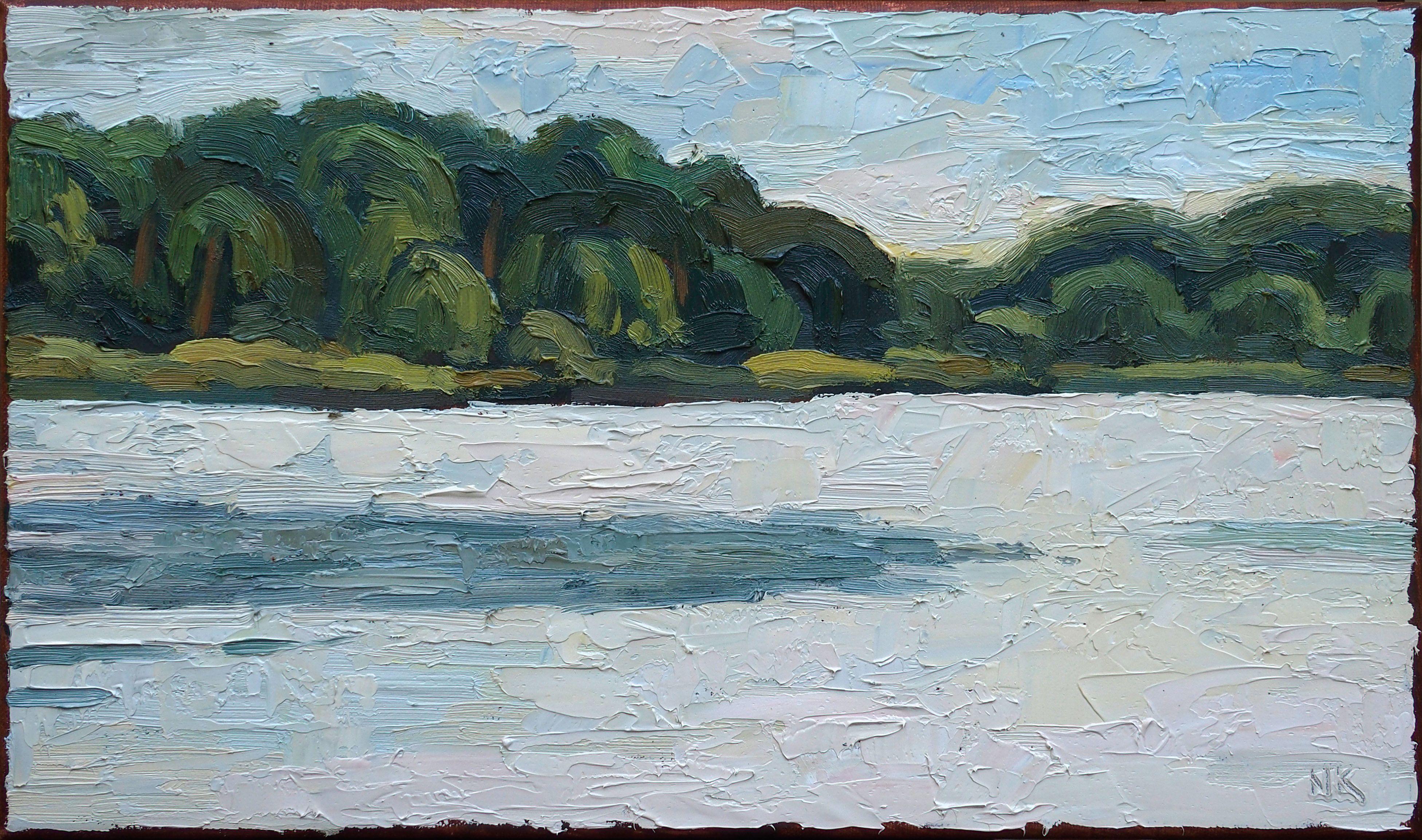 Nikolai Kraneis Landscape Painting - Lake reflections, Painting, Oil on Canvas