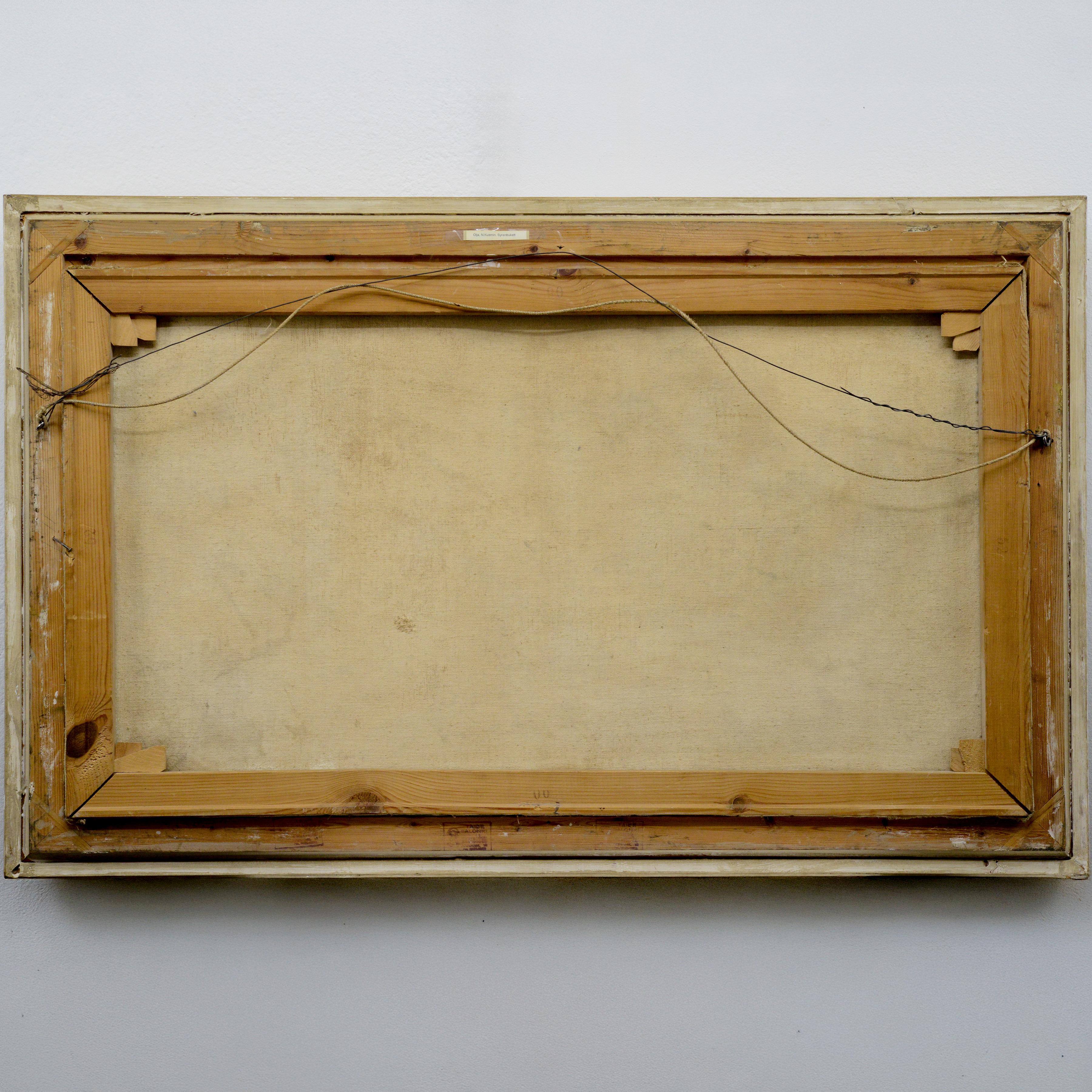 Mitte 20. Jahrhundert Russisches Stillleben Ölgemälde Fliederstrauß Gerahmt Signiert im Angebot 6