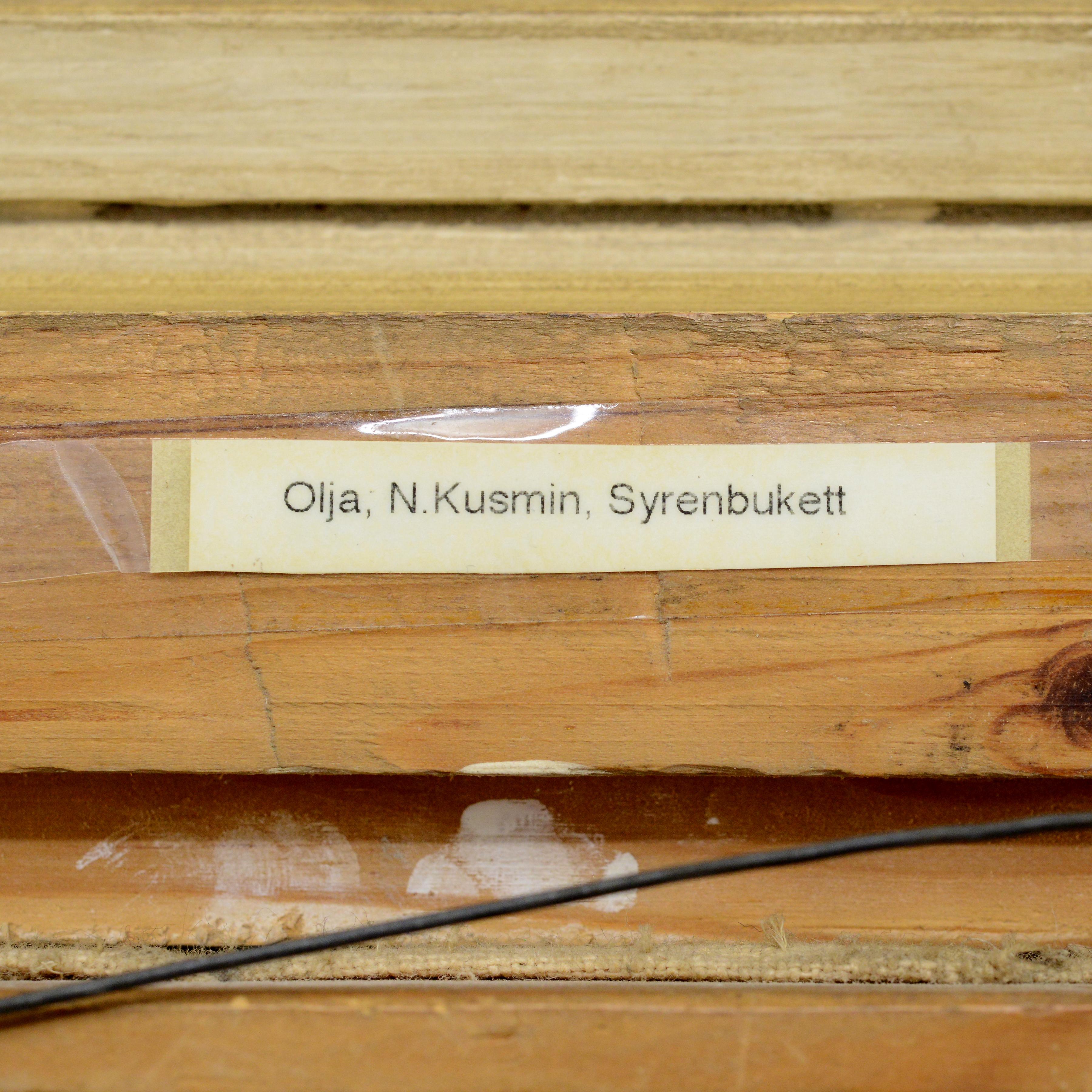 Mitte 20. Jahrhundert Russisches Stillleben Ölgemälde Fliederstrauß Gerahmt Signiert im Angebot 9