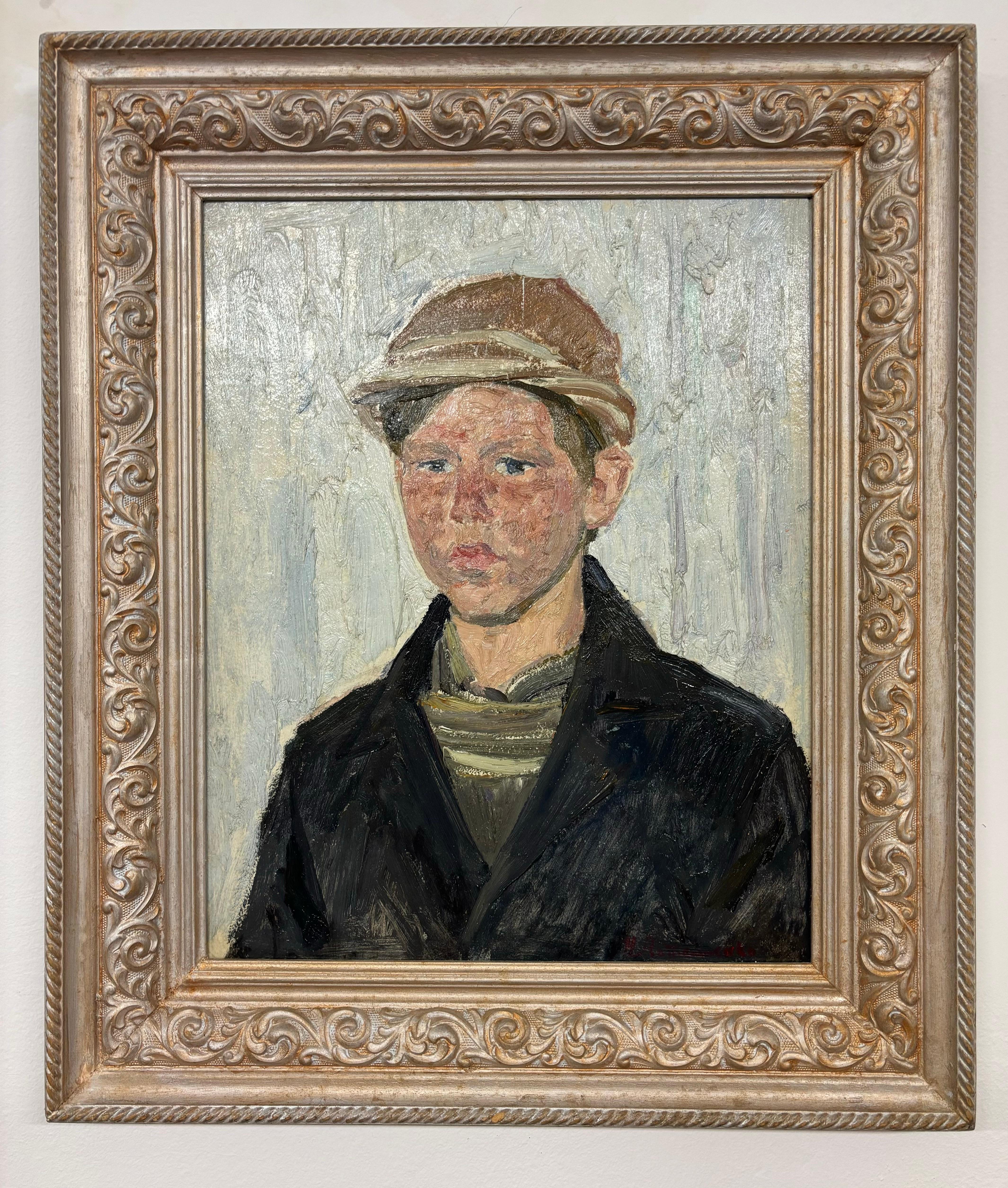 Portrait Painting di Nikolai Latyshenko - "Ritratto di Sasha" Olio su Cartone  cm. 40 x 50  1993