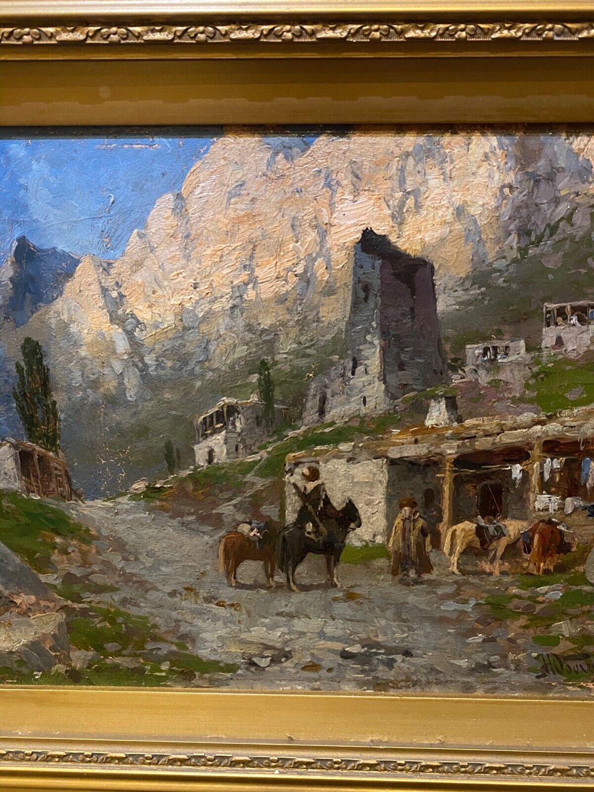 NIKOLAI NIKOLAEVICH OBOLENSKY (1838- 1899) Kavallerieoffiziere auf einem Bergpass (Zarenreich) im Angebot