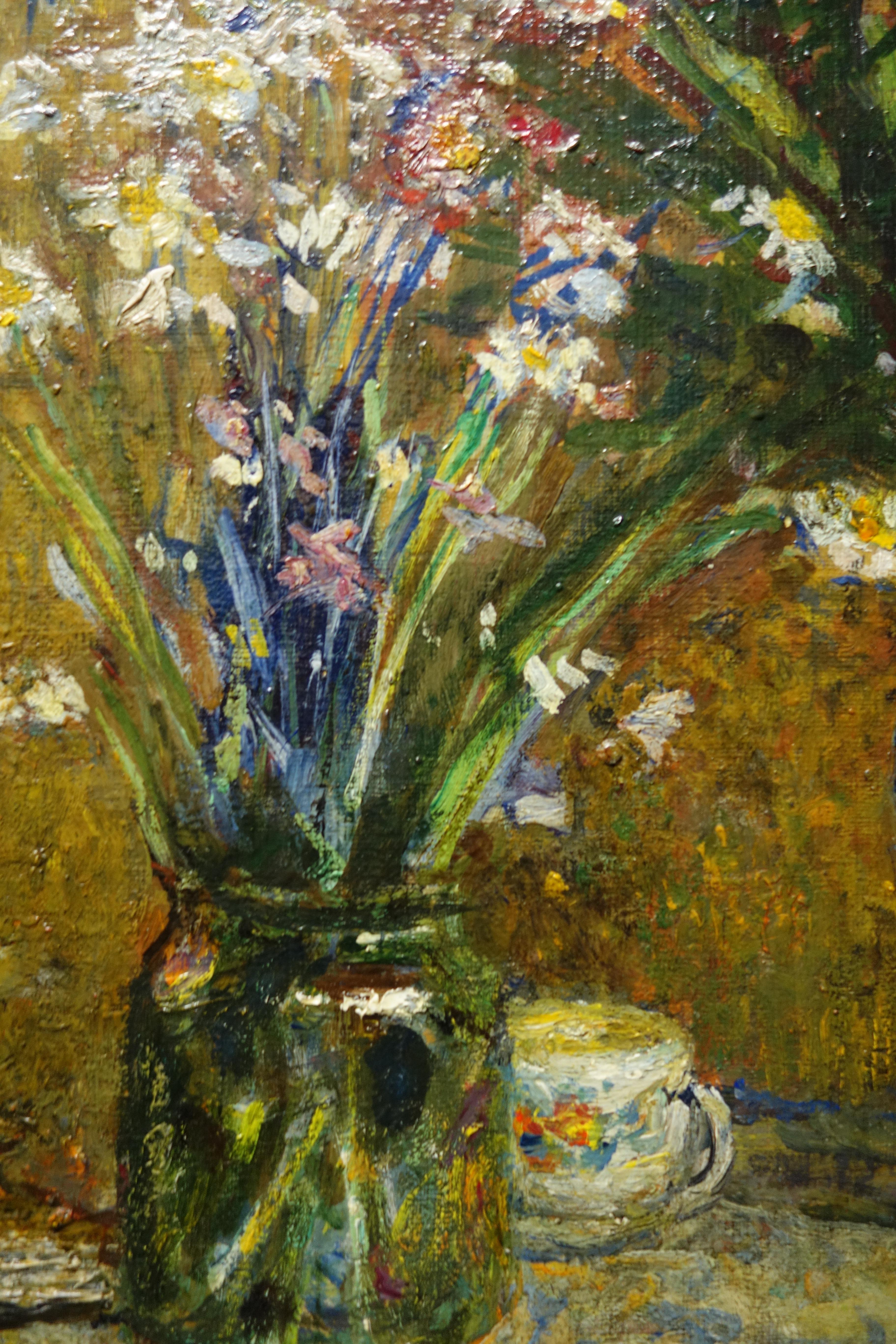 Flores,Mesa, tazas, tetera, arte ruso, porcelana