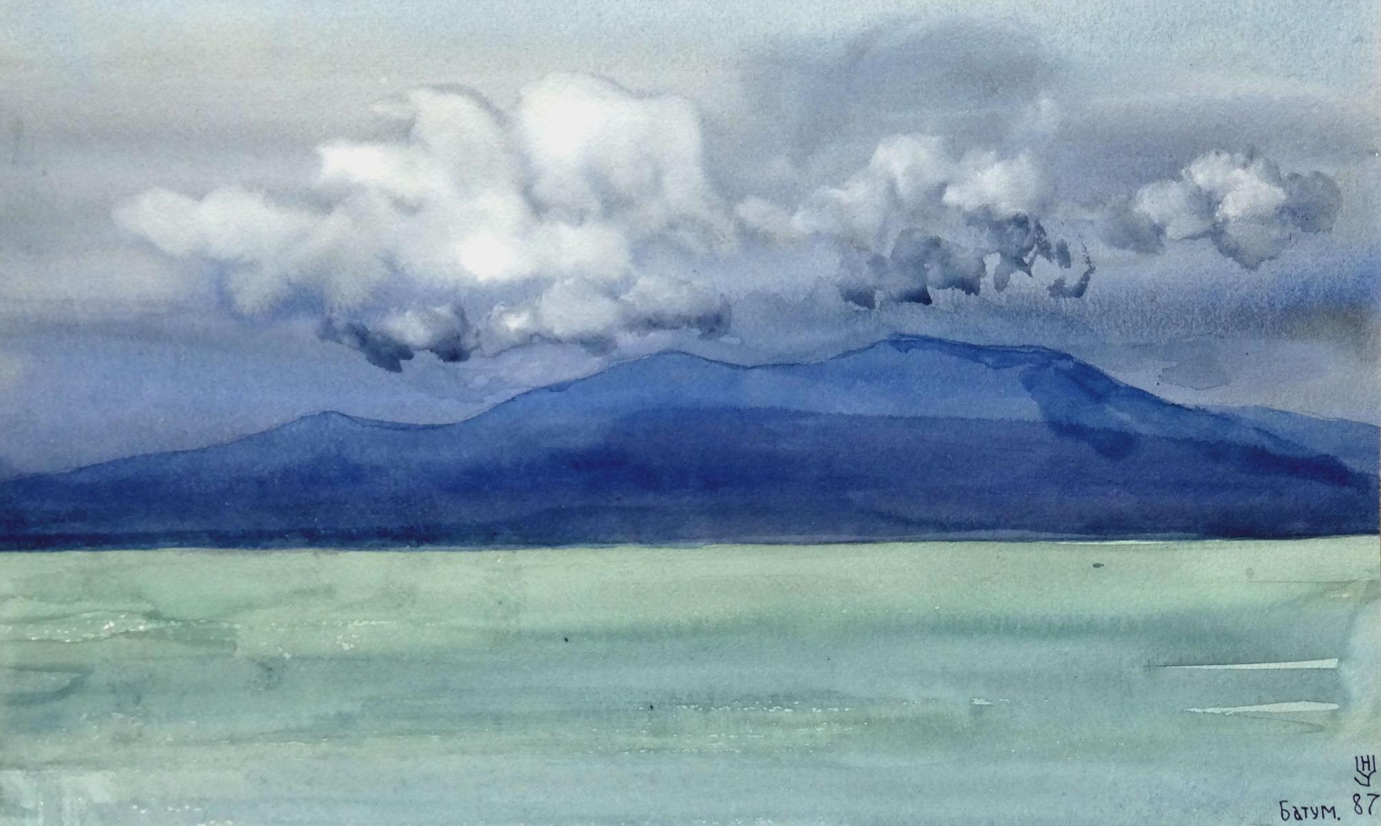 Nikolai Uvarov  Landscape Painting – Batumi. 1987, Papier, Aquarell, 18x30,5 cm