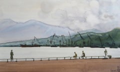 Batumi. View of the harbor  1987, paper, watercolor, 18.5x30.5 cm