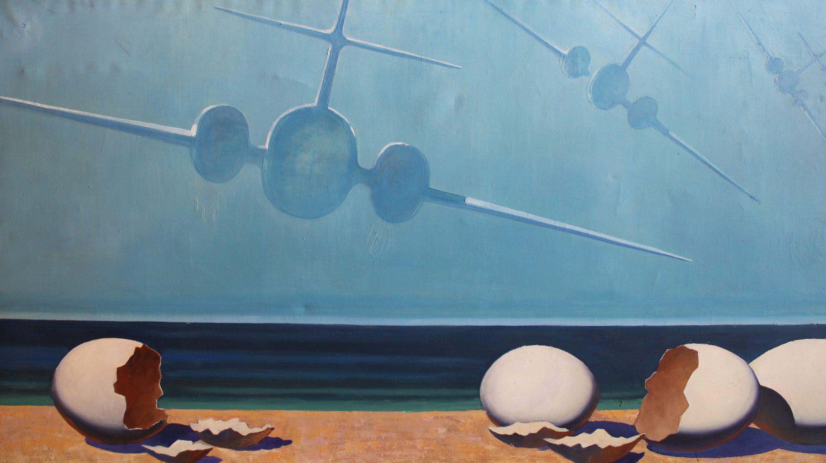 Contact problem.Welcome to NATO, canvas/oil, 80x150 cm, 1976 - Realist Art by Nikolai Uvarov 