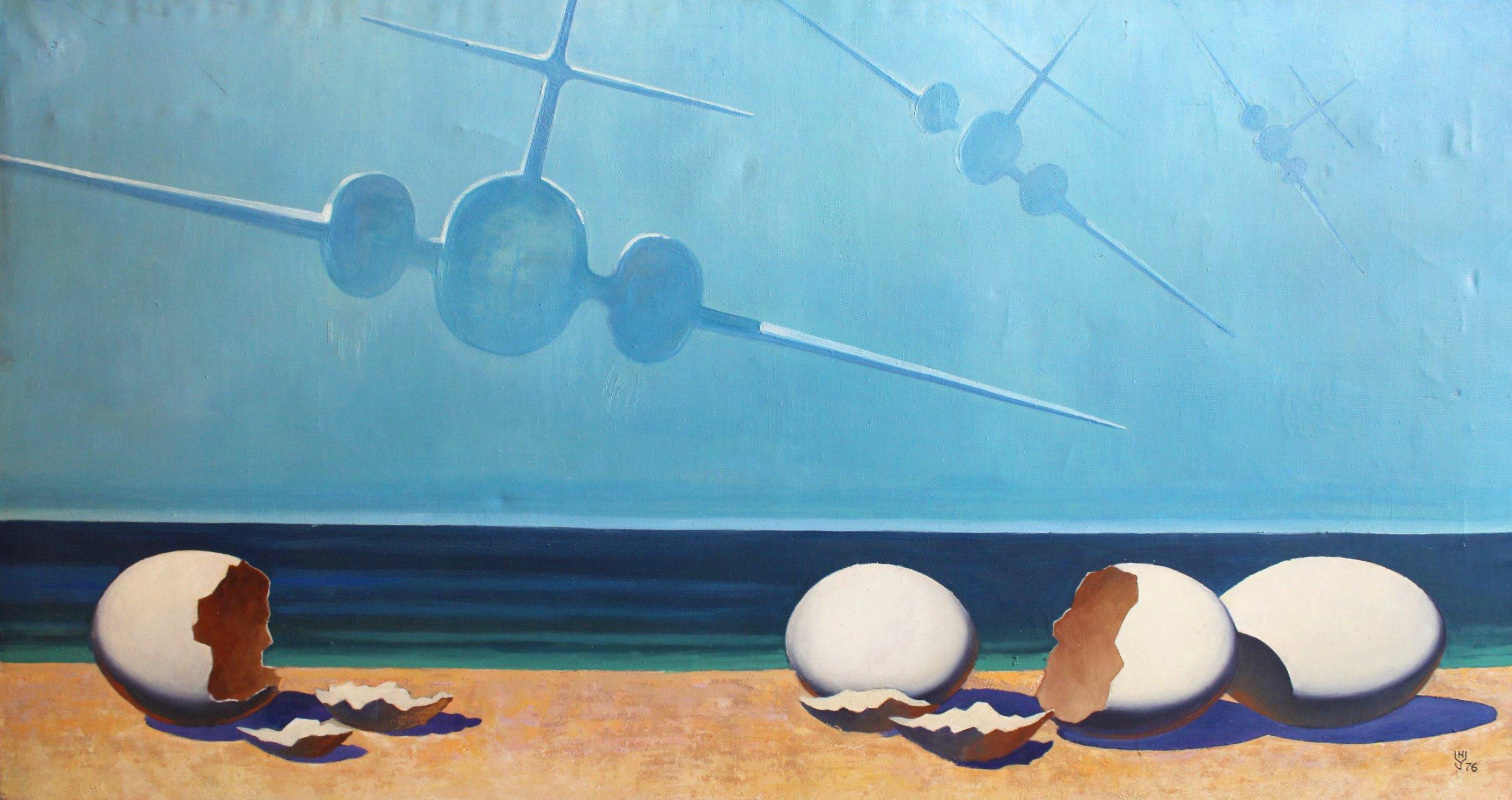 Nikolai Uvarov  Landscape Art - Contact problem.Welcome to NATO, canvas/oil, 80x150 cm, 1976
