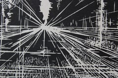 Autoroute anozotrope  1980, papier, linogravure, 15,5x25 cm