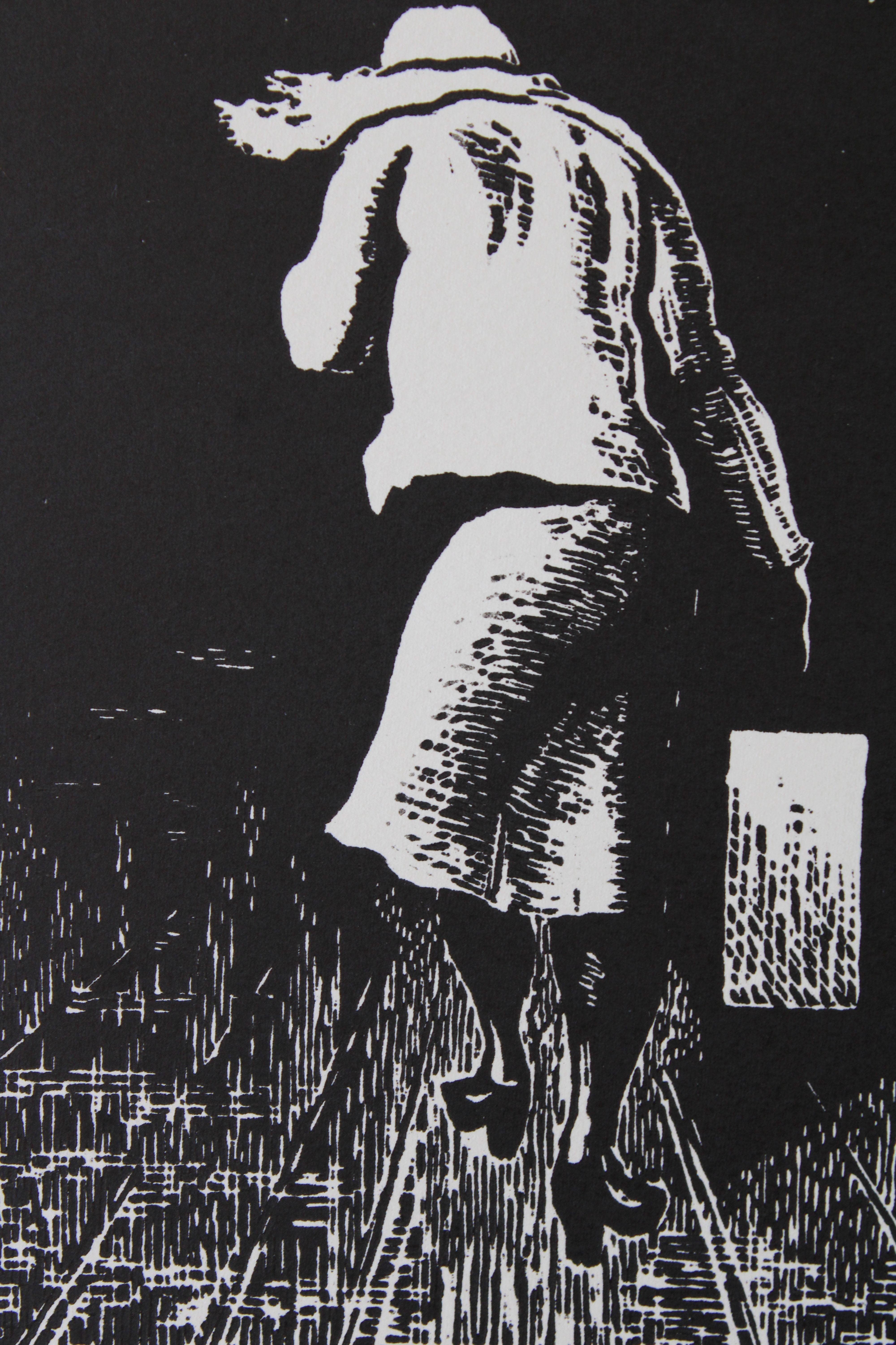 Diptych  1980. paper, linocut, each artwork 24.5х15 cm - Gray Print by Nikolai Uvarov 