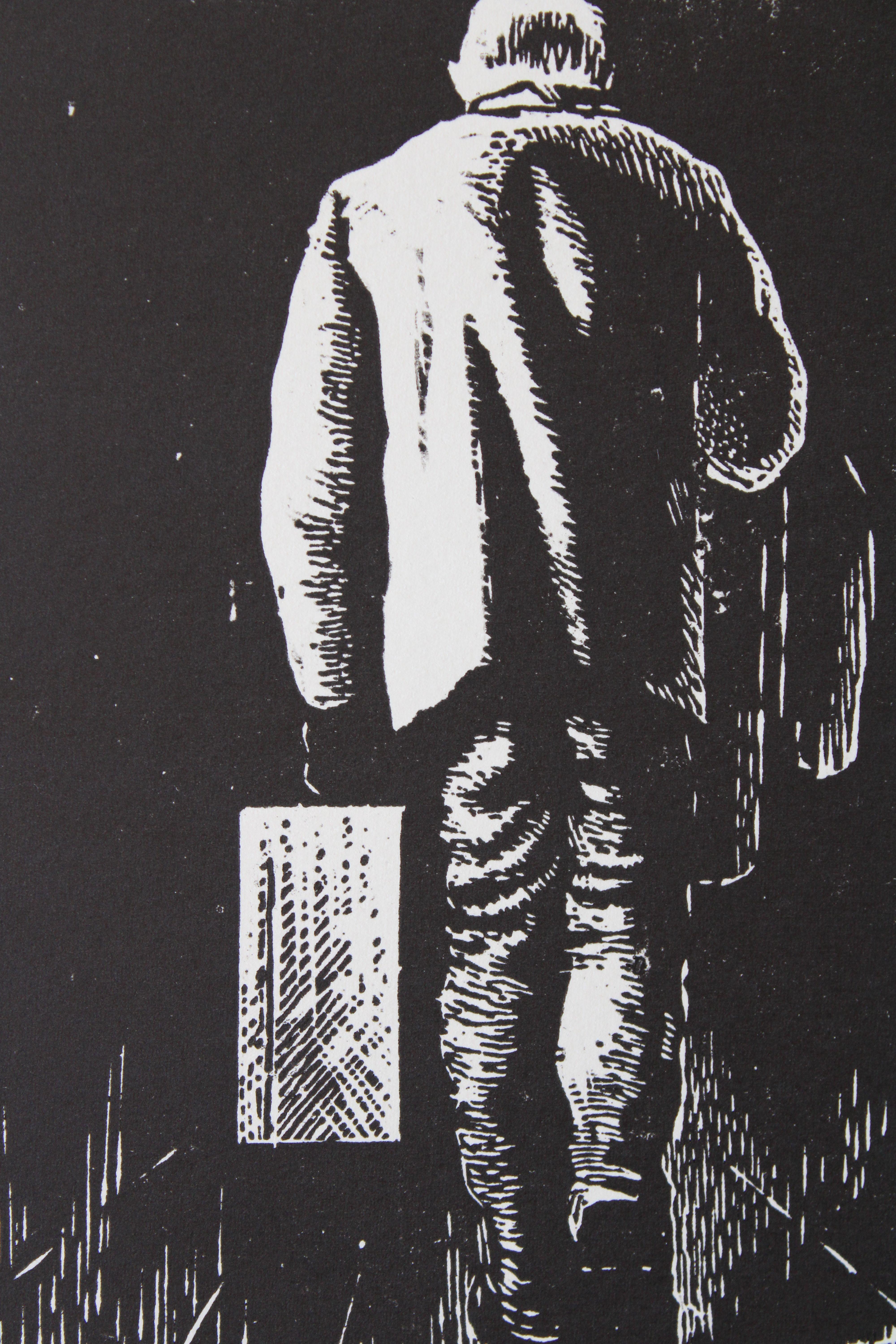 Diptychon  1980. Papier, Linolschnitt, jedes Kunstwerk 24,5х15 cm im Angebot 1