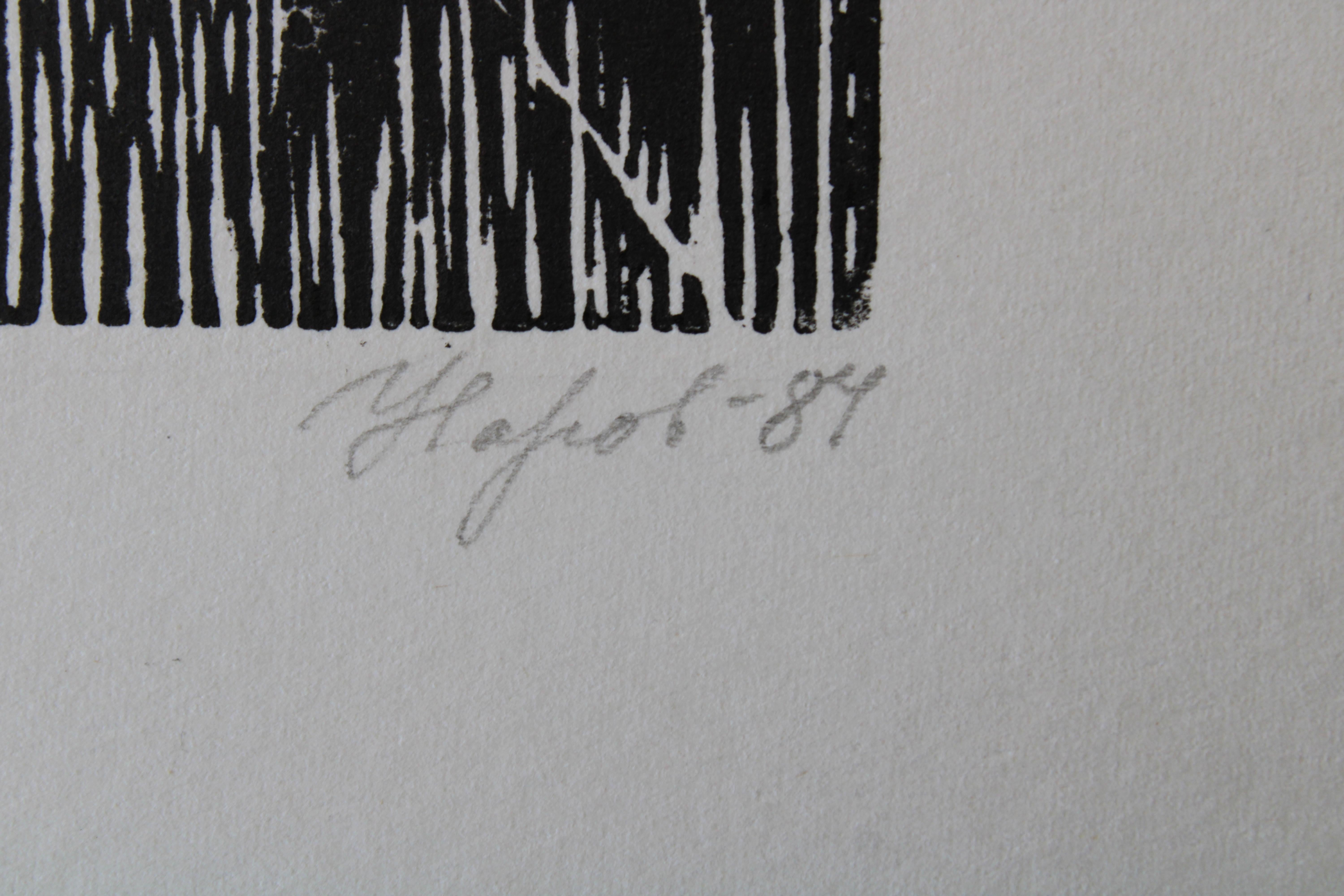 Diptychon  1980. Papier, Linolschnitt, jedes Kunstwerk 24,5х15 cm im Angebot 3