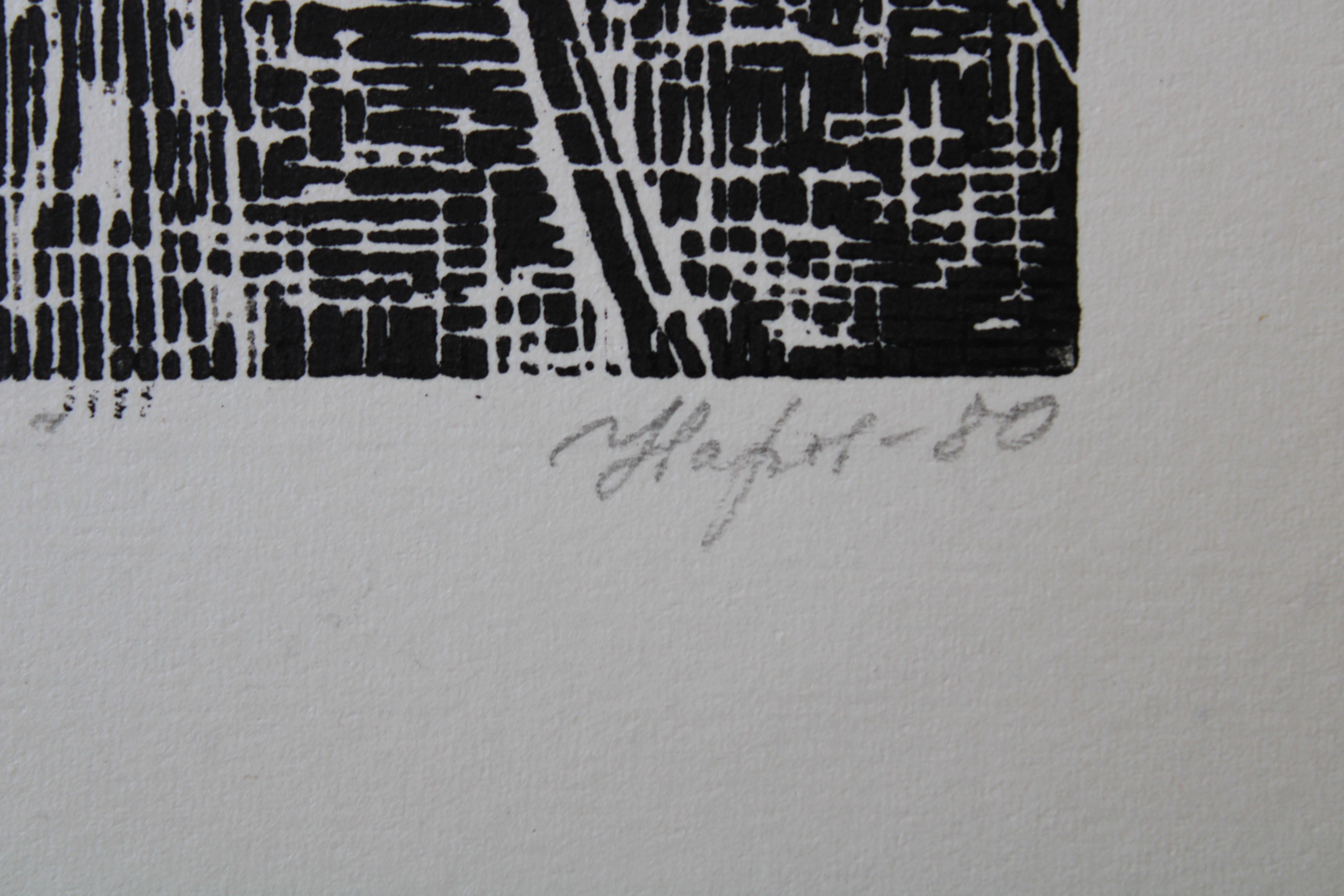 Diptychon  1980. Papier, Linolschnitt, jedes Kunstwerk 24,5х15 cm im Angebot 4