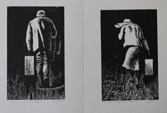 Retro Diptych  1980. paper, linocut, each artwork 24.5х15 cm