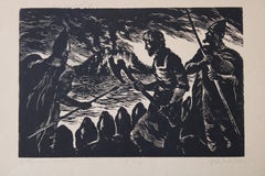 Russian epic. 2/10  1966, paper, linocut, 23.5x35 cm