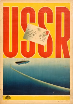 Original Vintage Cruise Travel Poster USSR Voyage Into A New World Intourist