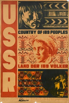 Original Vintage Soviet Travel Poster USSR Country Of 189 Peoples Intourist