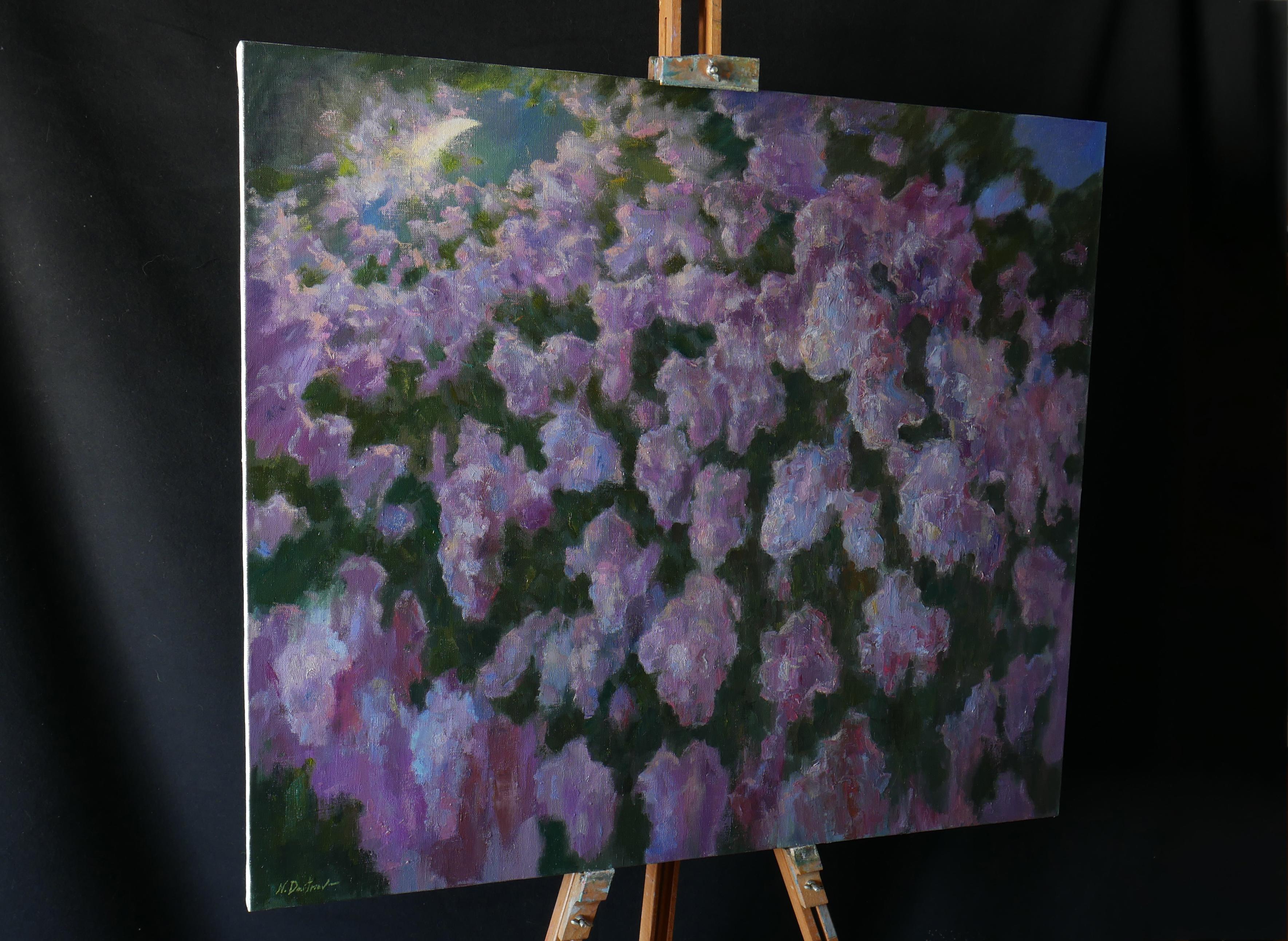 May Night In The Blooming Garden - Lilacs painting For Sale 11