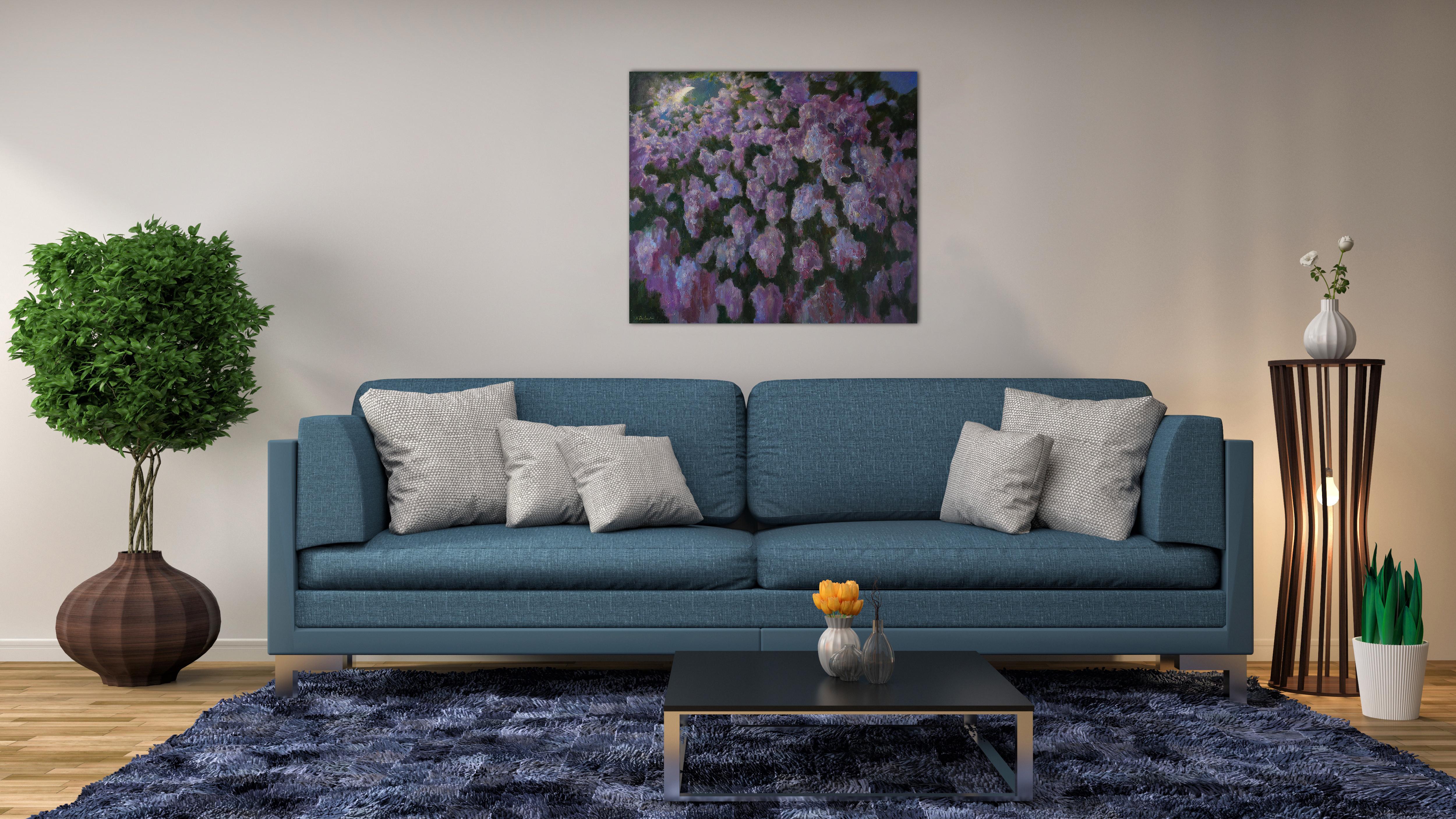 May Night In The Blooming Garden - Lilacs painting For Sale 1