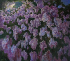 La nuit de mai dans le jardin en fleurs - peinture lilas