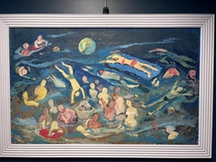 "Giochi d'acqua" óleo sobre cartón cm. 78 x 50 1970