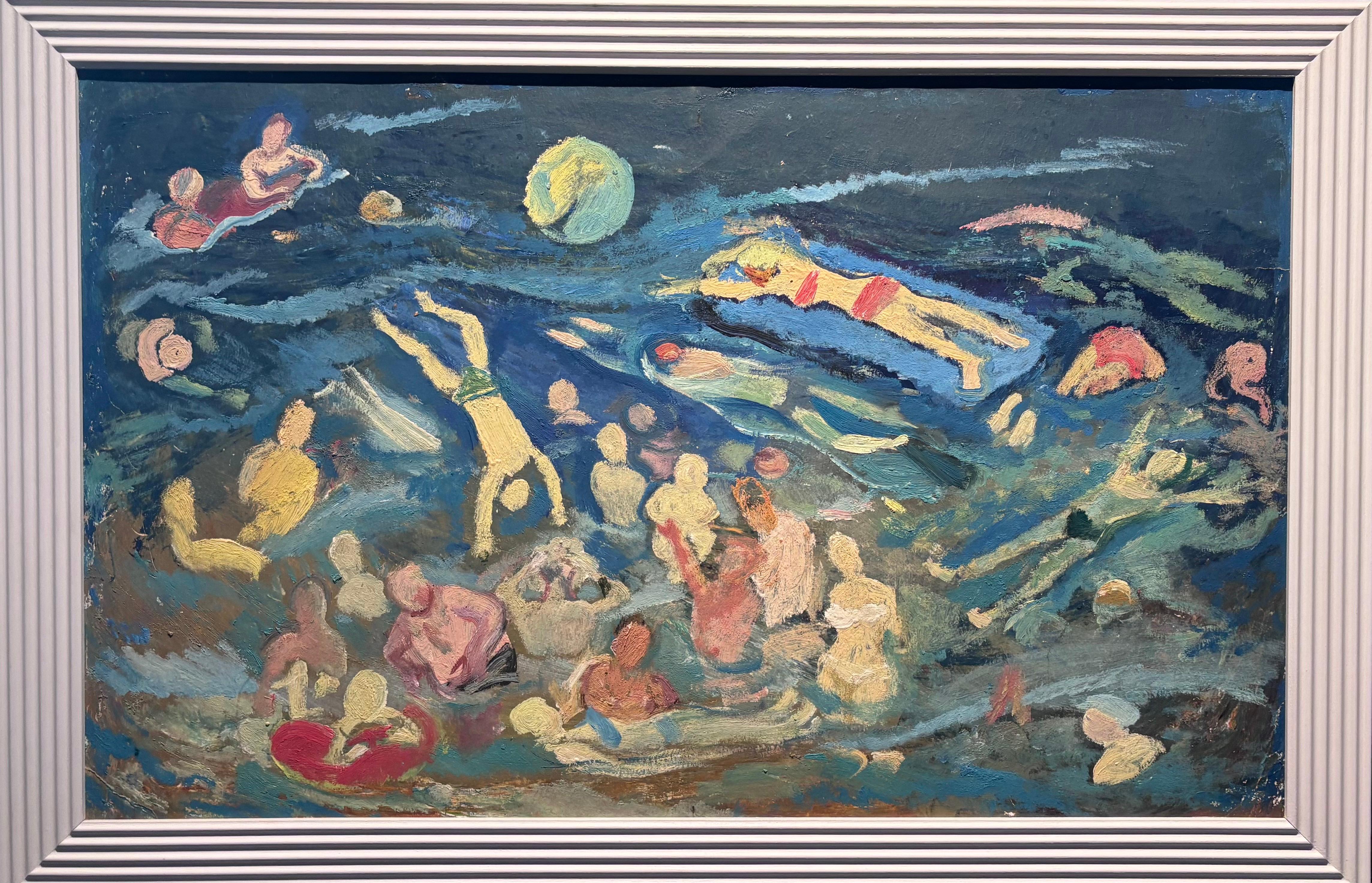 Landscape Painting di Nikolaj Ivanovic Teresenko - "Giochi d'acqua" olio su cartone cm. 78 x 50 1970