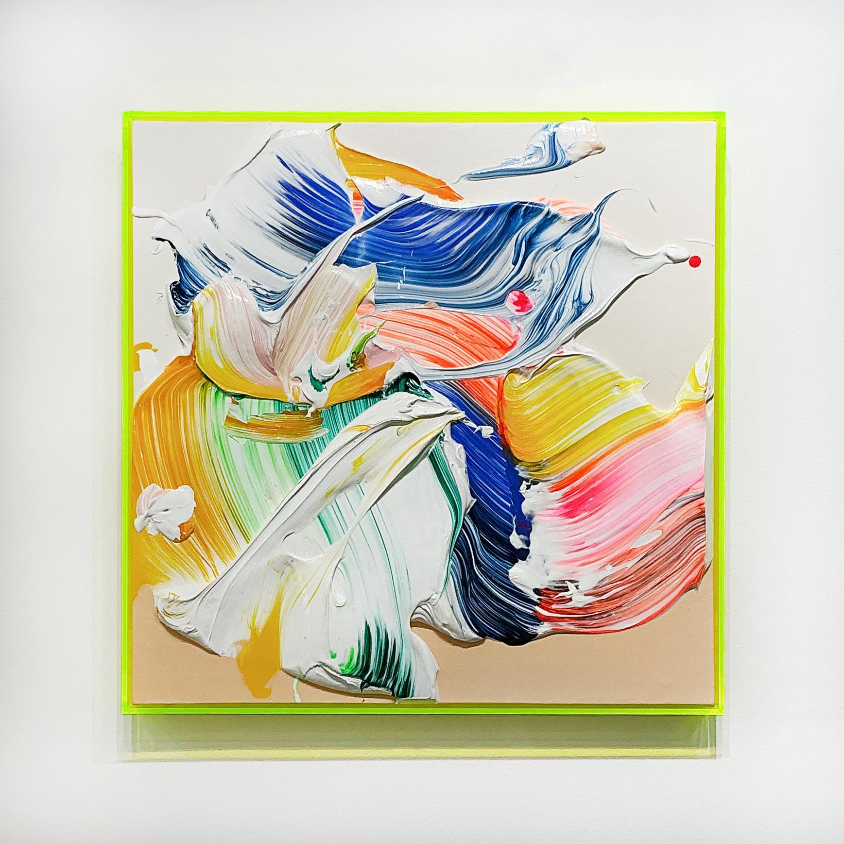 Eine Explosion von Farben in Bewegung (Beige), Abstract Painting, von Nikolaos Schizas