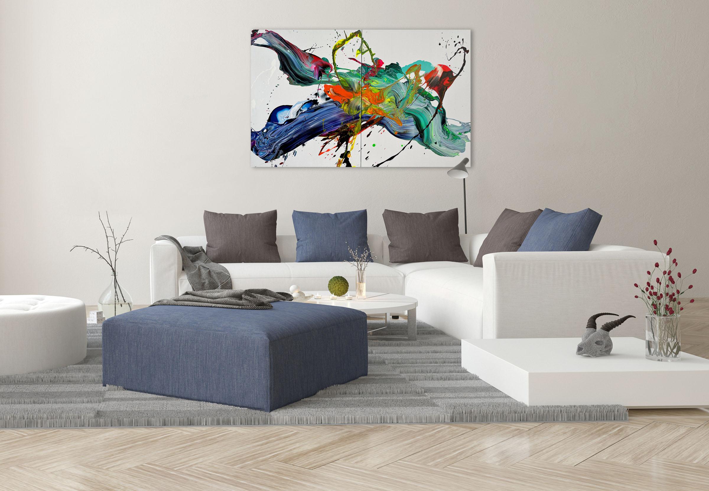 Un luogo diverso (Pittura astratta) - Painting di Nikolaos Schizas