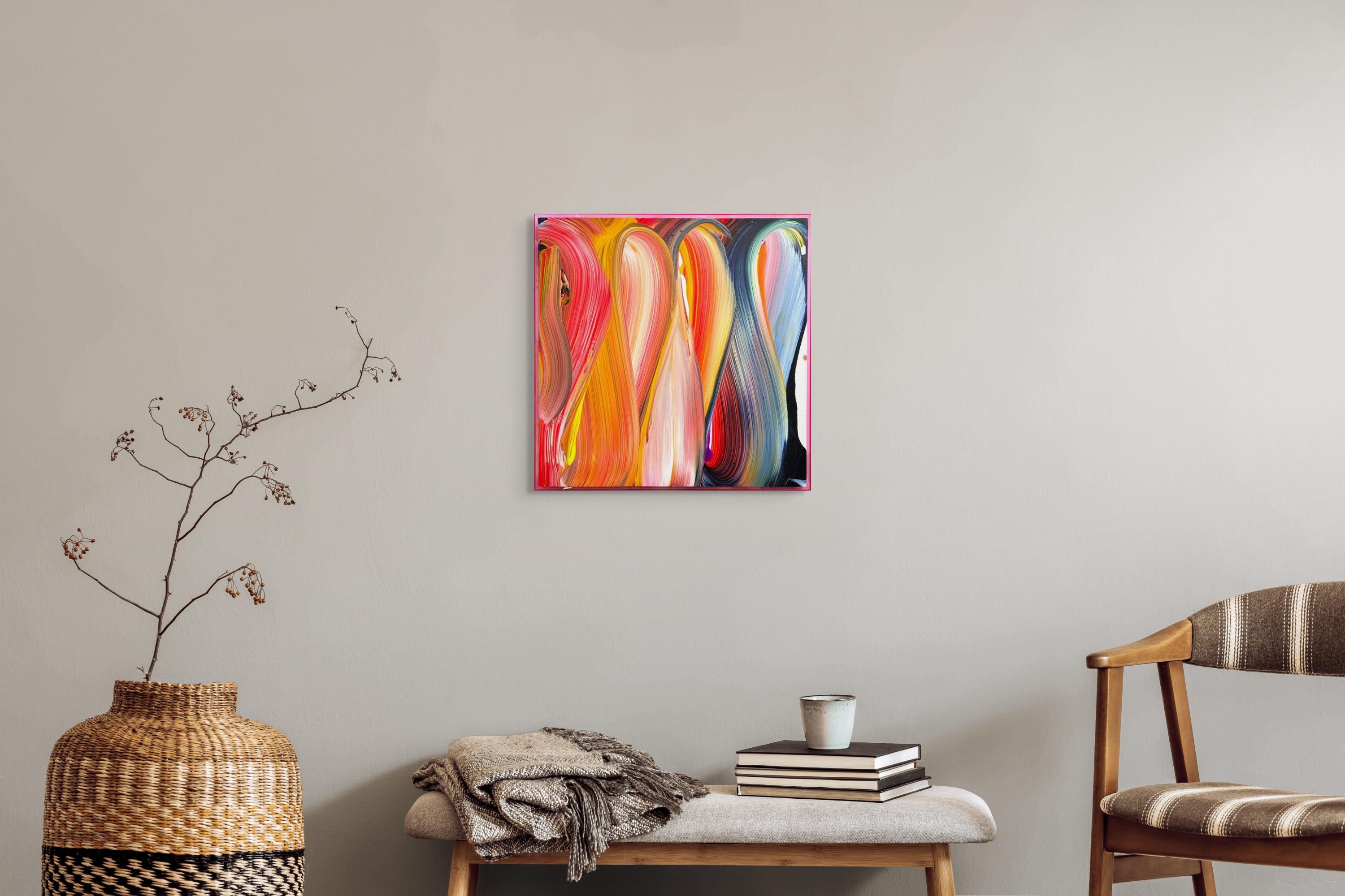 Eine Symphonie der verborgenen Tiefen  (Abstrakte Malerei) (Orange), Abstract Painting, von Nikolaos Schizas