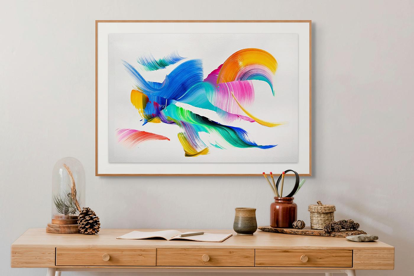 Blue Curaçao (Pittura astratta) - Painting di Nikolaos Schizas