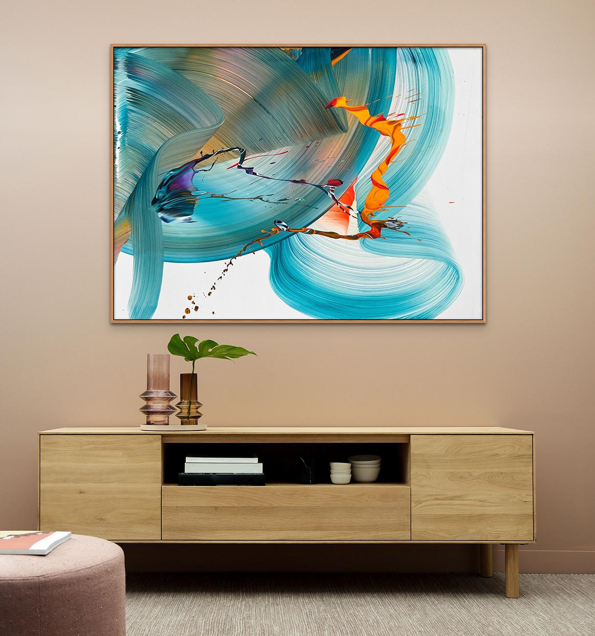 Blue Wind (Abstract painting) - Painting by Nikolaos Schizas