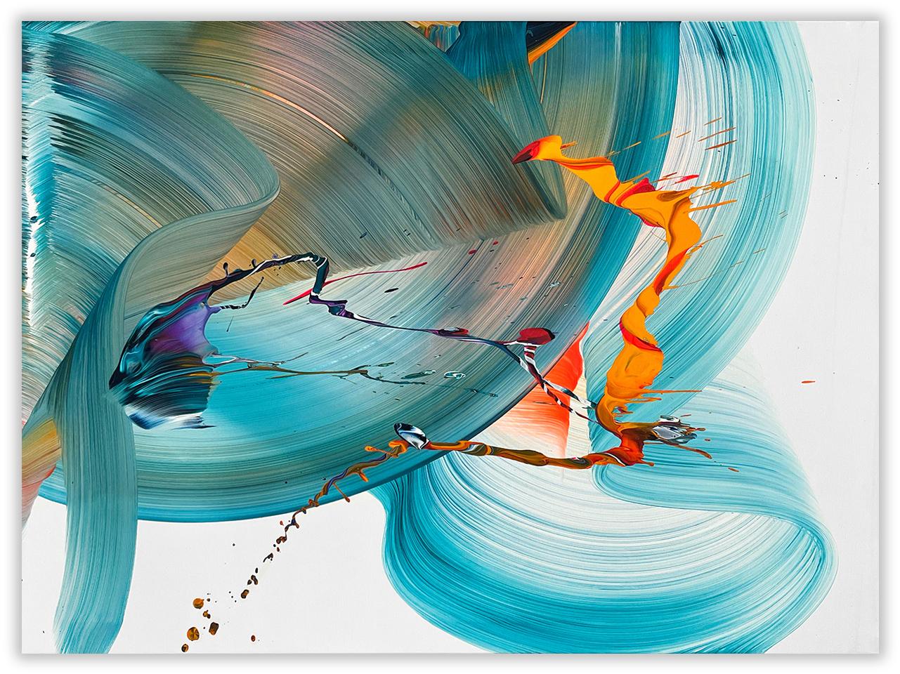 Abstract Painting Nikolaos Schizas - Bleu vent (peinture abstraite)