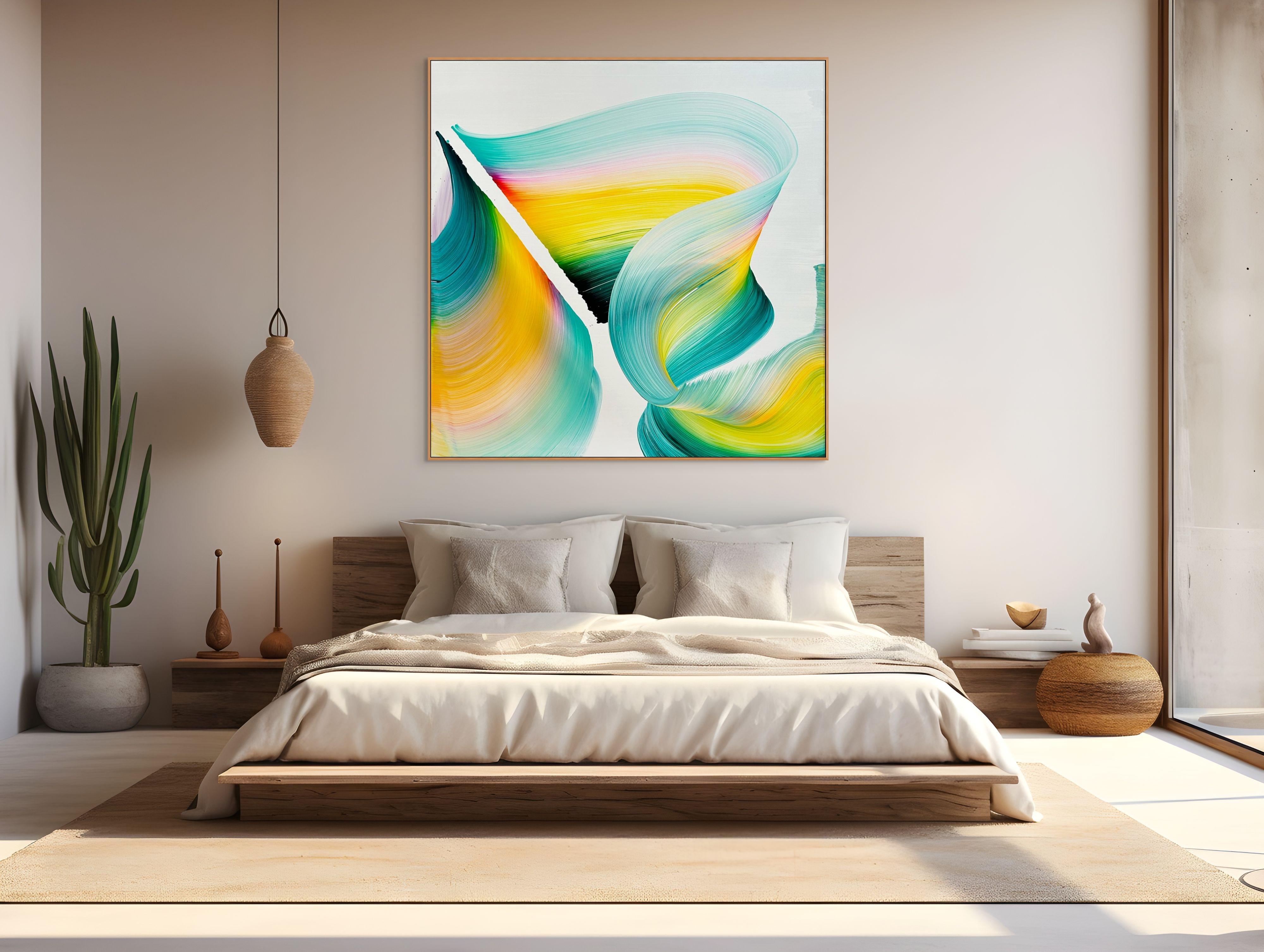 Il segreto della farfalla (dipinto astratto) - Painting di Nikolaos Schizas