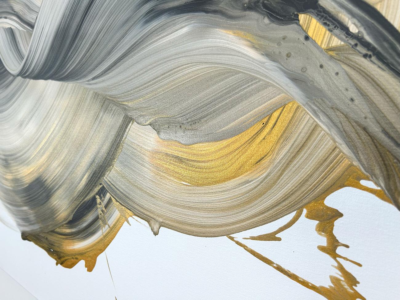 Como Una Ola (Pittura astratta) - Abstract Painting Beige di Nikolaos Schizas